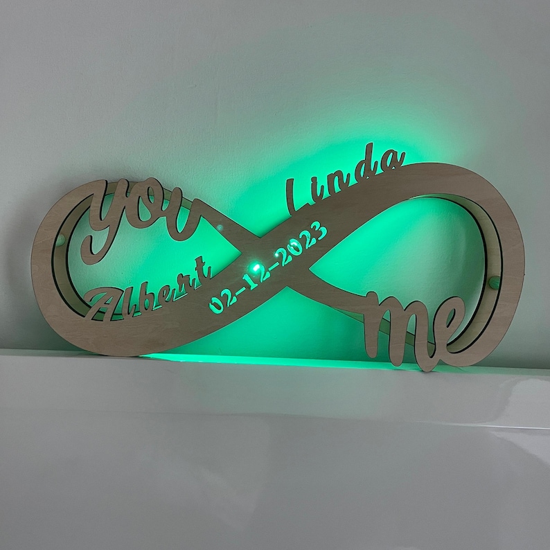 Custom Infinity Light,  Personalized Wooden You Me Night Lamp, Names Wooden Decor, Anniversary Gift, Weddding Birthday Gift