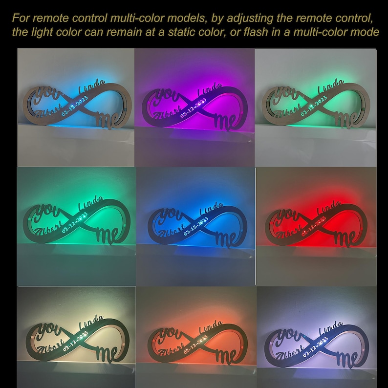 Custom Infinity Light,  Personalized Wooden You Me Night Lamp, Names Wooden Decor, Anniversary Gift, Weddding Birthday Gift