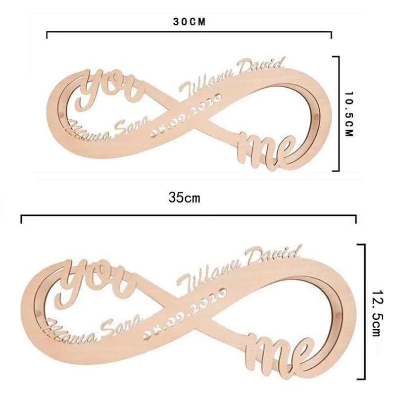 Custom Infinity Light,  Personalized Wooden You Me Night Lamp, Names Wooden Decor, Anniversary Gift, Weddding Birthday Gift