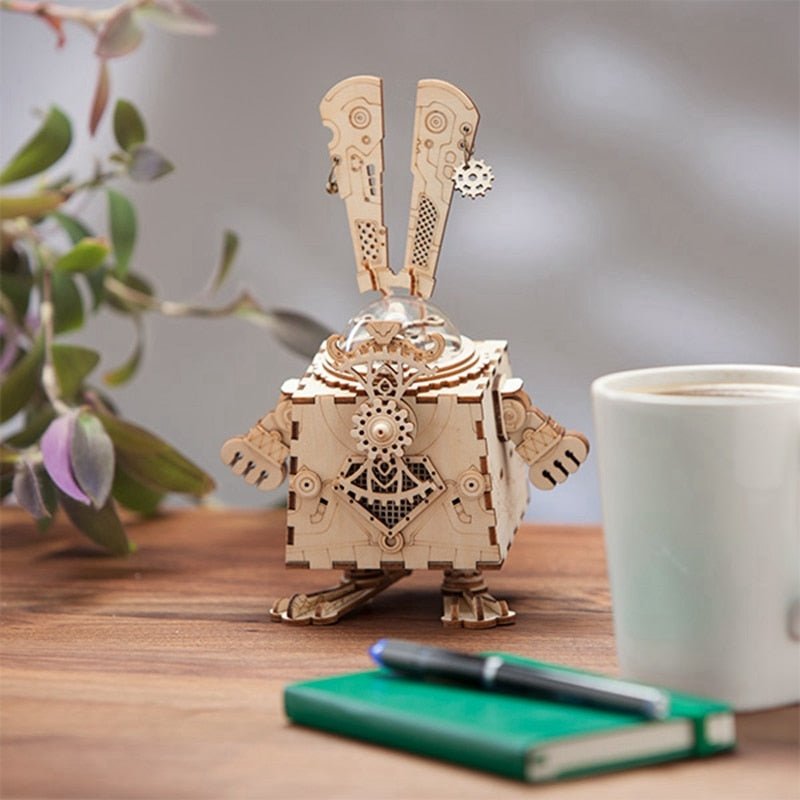 Steampunk Bunny Music Box 3D Wooden Puzzle-KOLAICH™