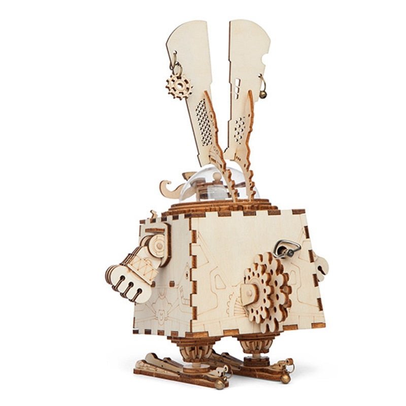 Steampunk Bunny Music Box 3D Wooden Puzzle-KOLAICH™