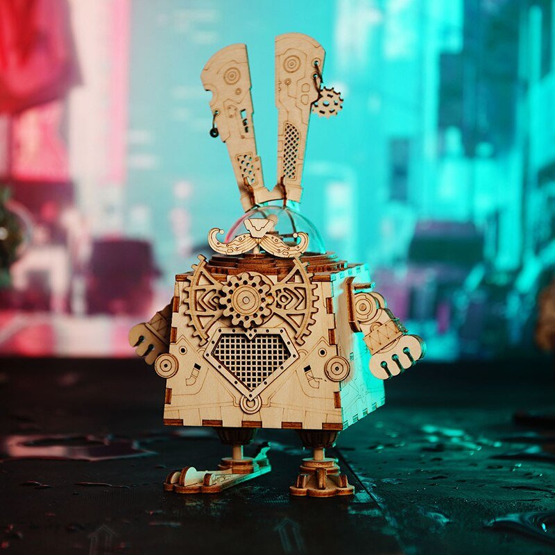 Steampunk Bunny Music Box 3D Wooden Puzzle-KOLAICH™
