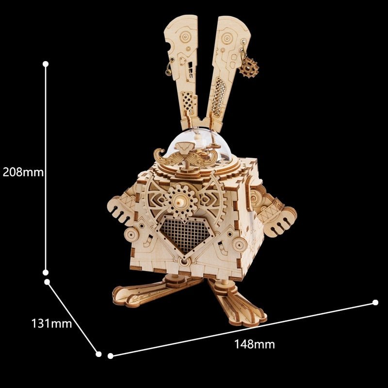Steampunk Bunny Music Box 3D Wooden Puzzle-KOLAICH™