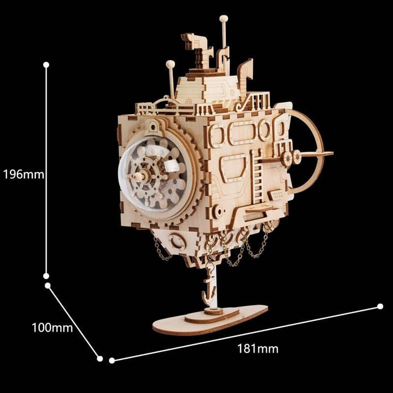 Steampunk Submarine Music Box 3D Wooden Puzzle-KOLAICH™