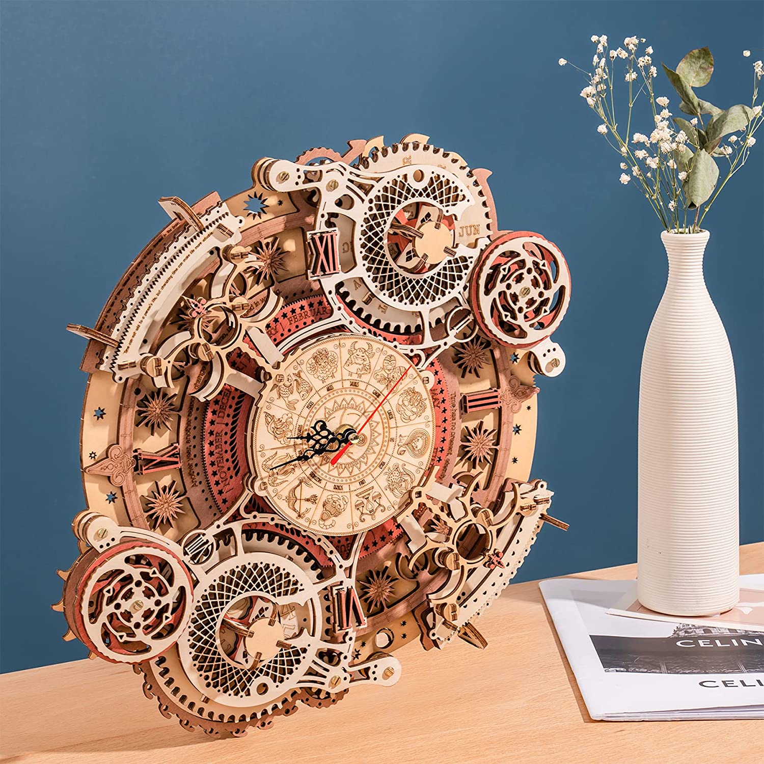 Zodiac Wall Clock Mechanical Time Art Engine 3D Wooden Puzzle-KOLAICH™