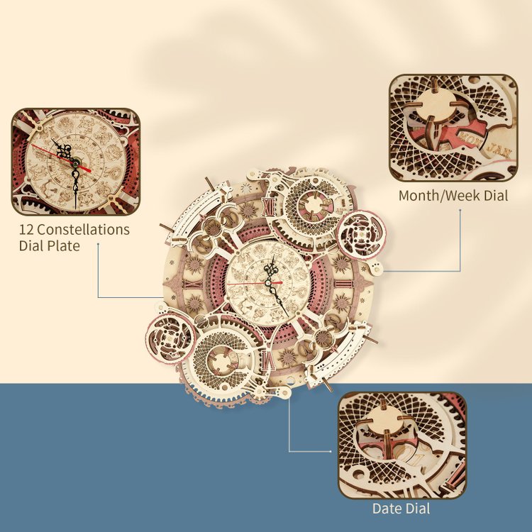 Zodiac Wall Clock Mechanical Time Art Engine 3D Wooden Puzzle-KOLAICH™