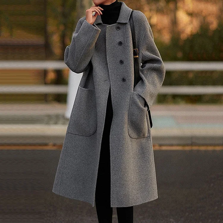 Fashionable Simple Lapel Long Sleeve Coat