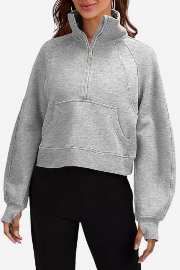 Cozy Oversized Half-Zip Fleece Pullover Sweatshirt-Coolconditioner