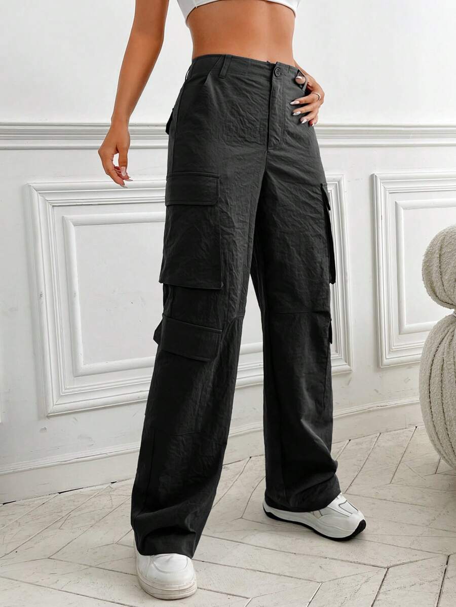Flap Pocket Casual Cargo Pants-Coolconditioner