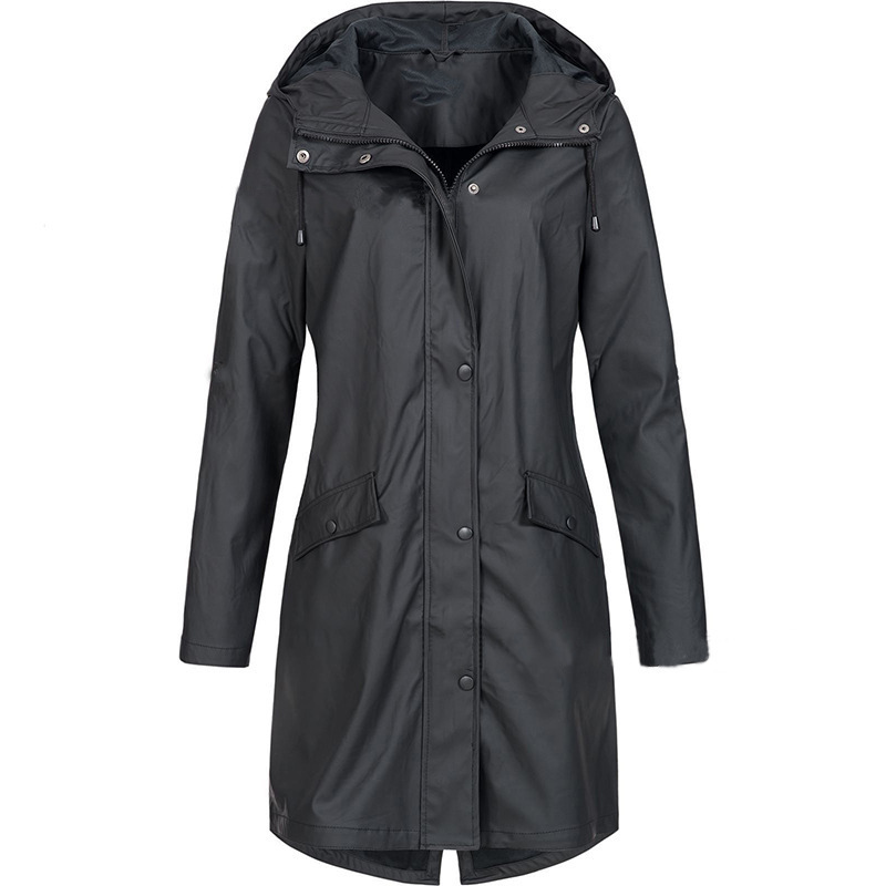 Women Windbreaker Jackets Long Sleeve Zipper Hooded Waterproof Coats