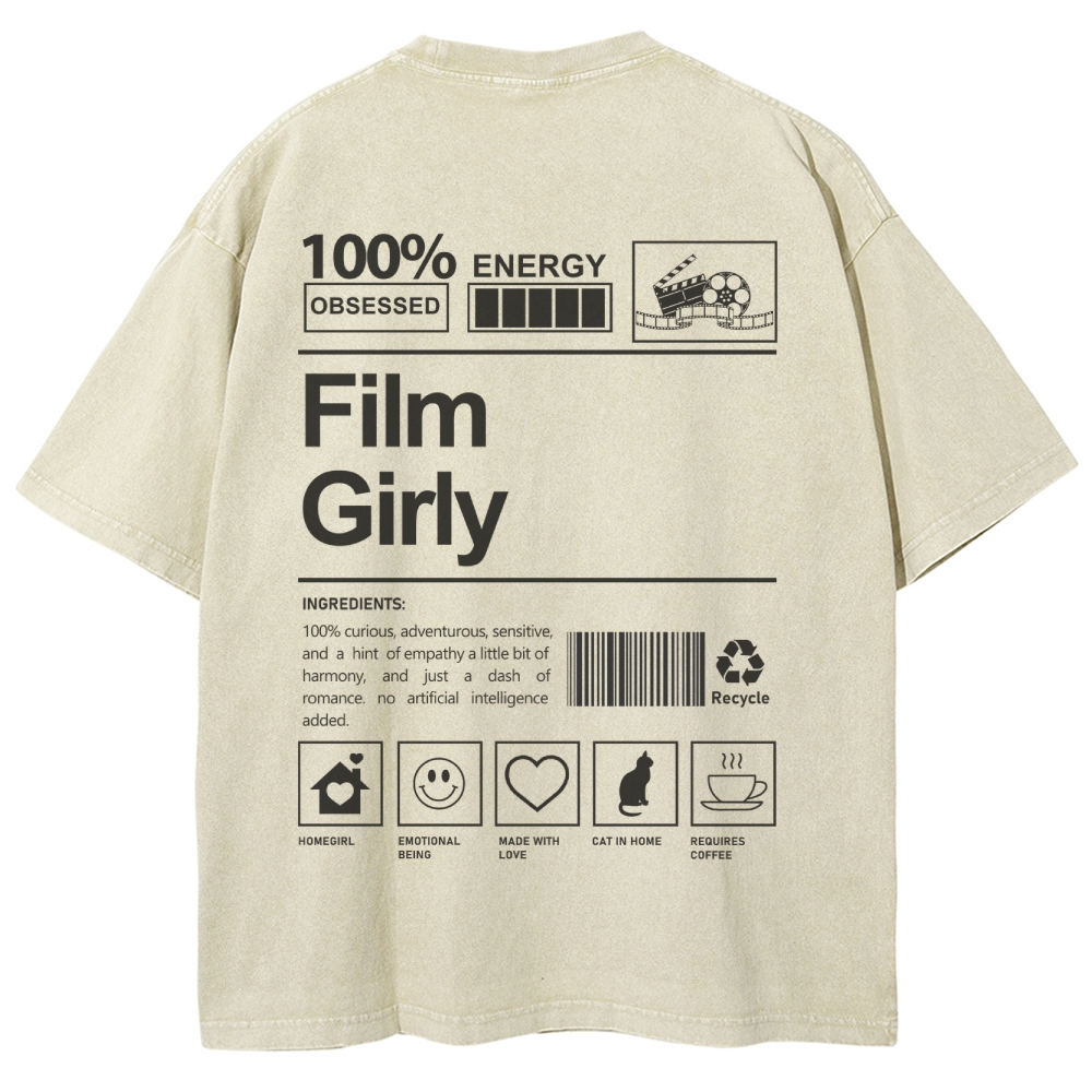 Film Girly Unisex Fit Washed T-Shirt Customscool