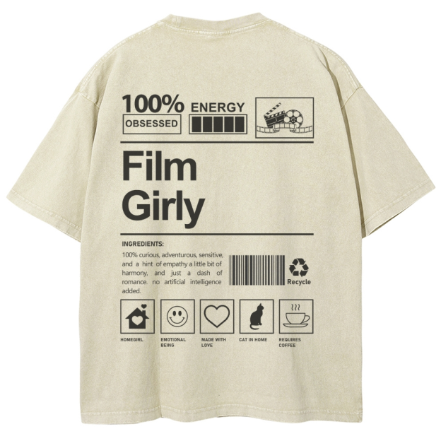 Film Girly Unisex Fit Washed T-Shirt Customscool