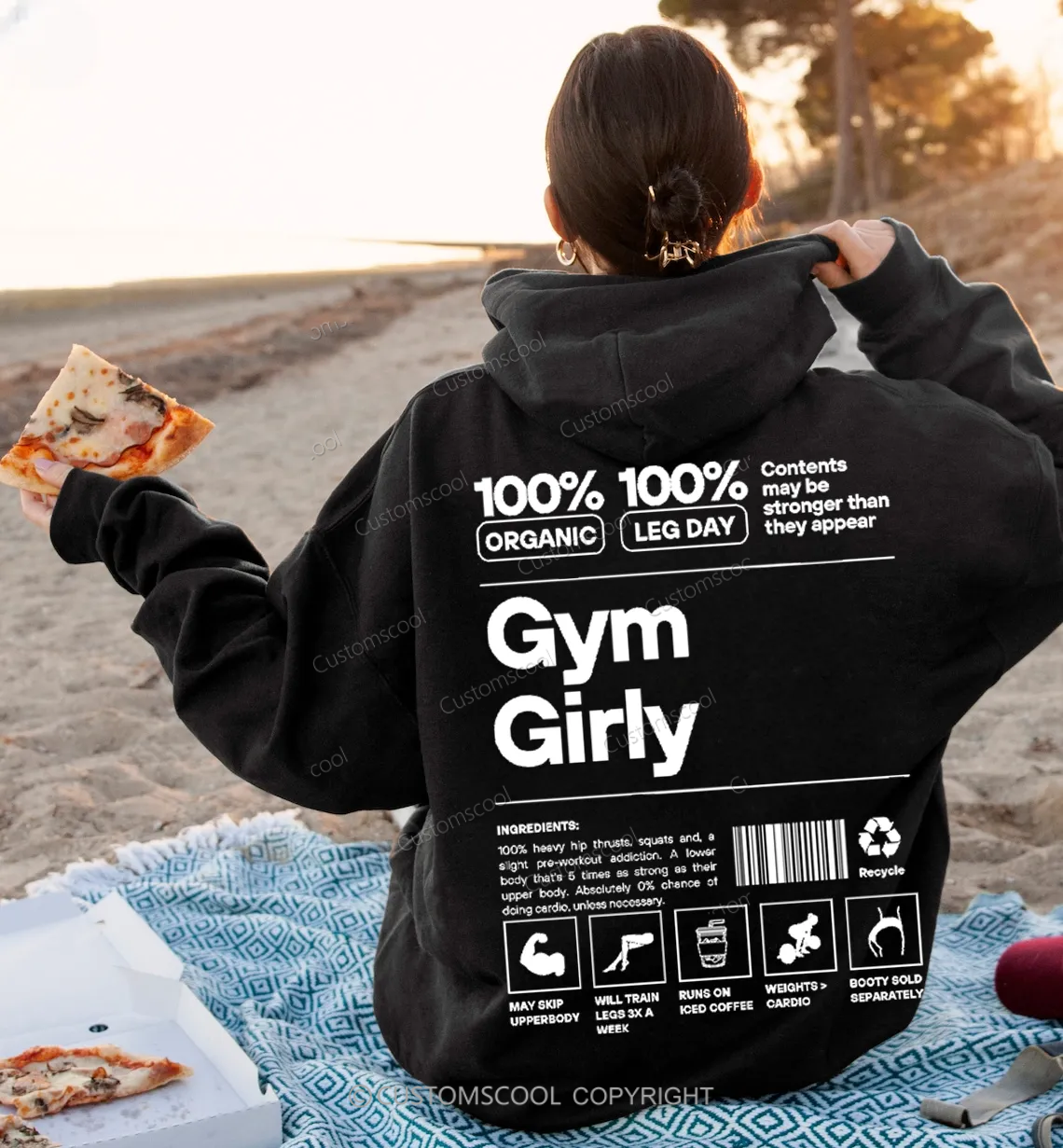 Gym Girly Solid Color Hoodie Customscool