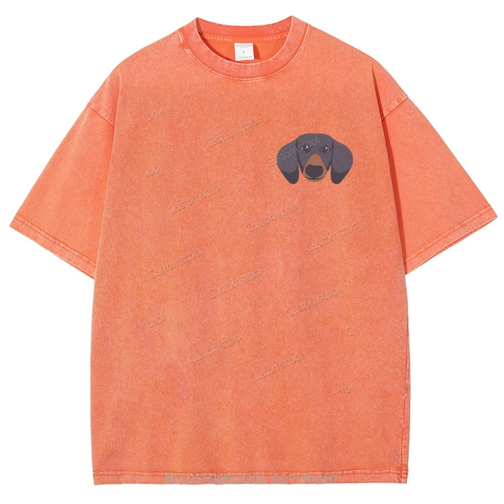 French Bulldog Golden Retriever Labrador Dachshund Dog Face Embroidered Unisex Fit Washed T-Shirt Customscool