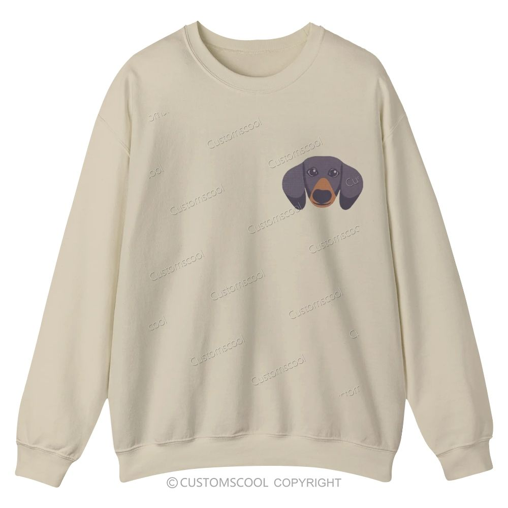 French Bulldog Golden Retriever Labrador Dachshund Dog Face Embroidered Casual Crewneck Sweatshirt Customscool