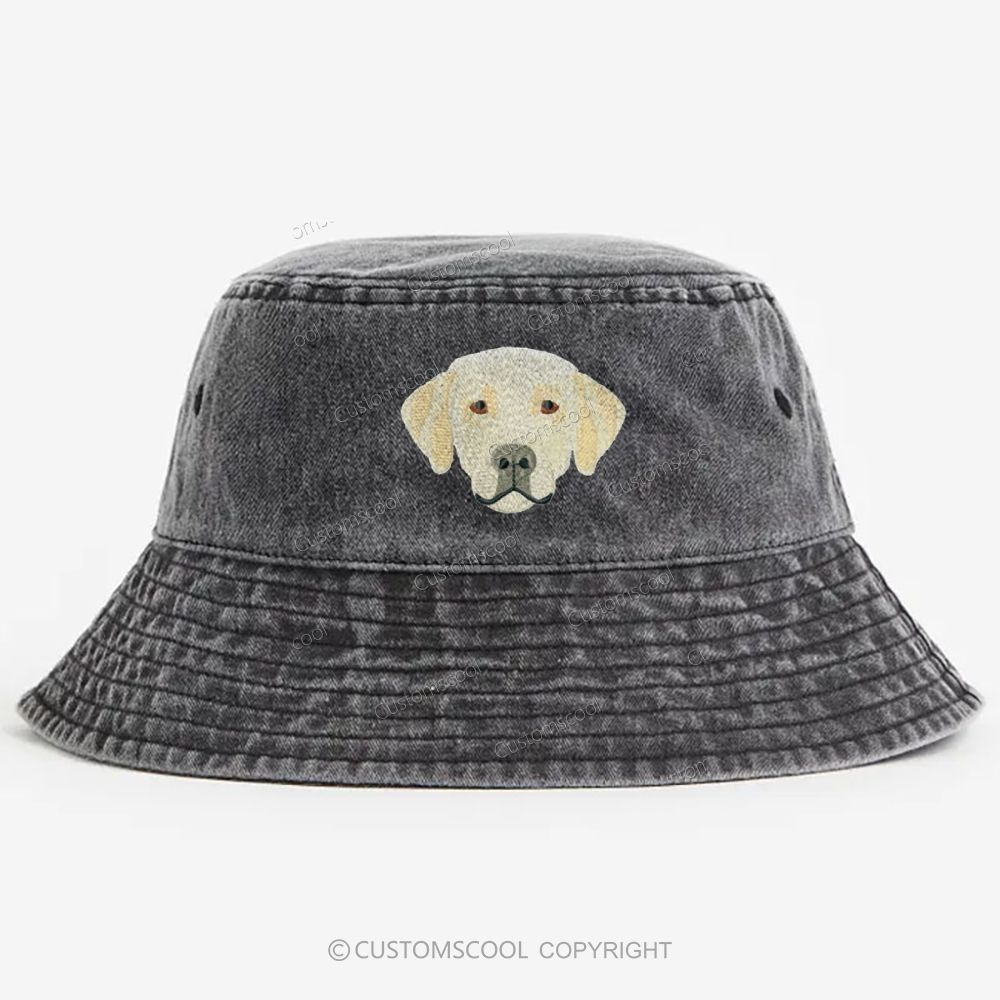 French Bulldog Golden Retriever Labrador Dachshund Dog Face Embroidered Washed Bucket Hat Customscool