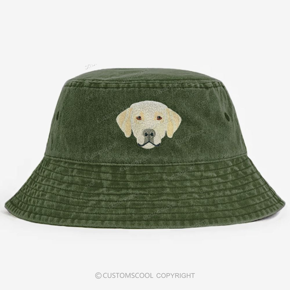 French Bulldog Golden Retriever Labrador Dachshund Dog Face Embroidered Washed Bucket Hat Customscool