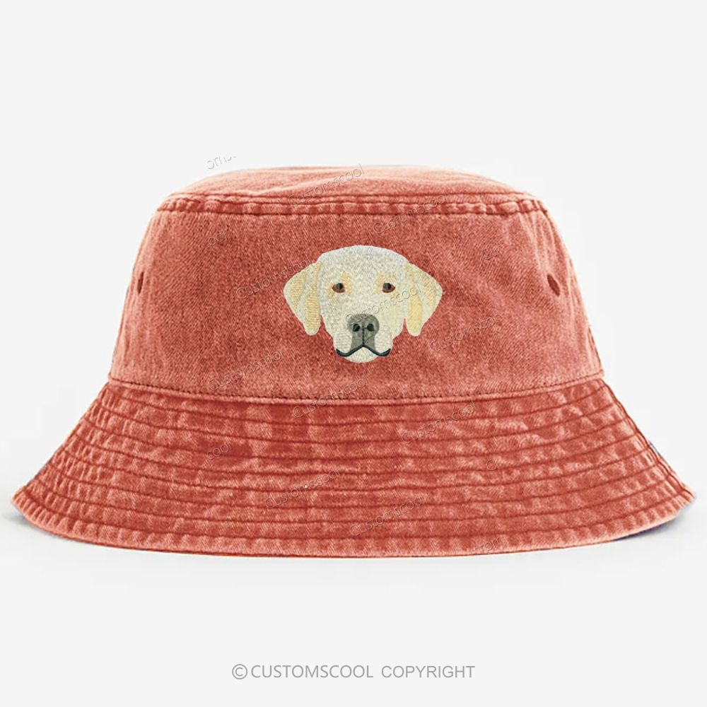 French Bulldog Golden Retriever Labrador Dachshund Dog Face Embroidered Washed Bucket Hat Customscool