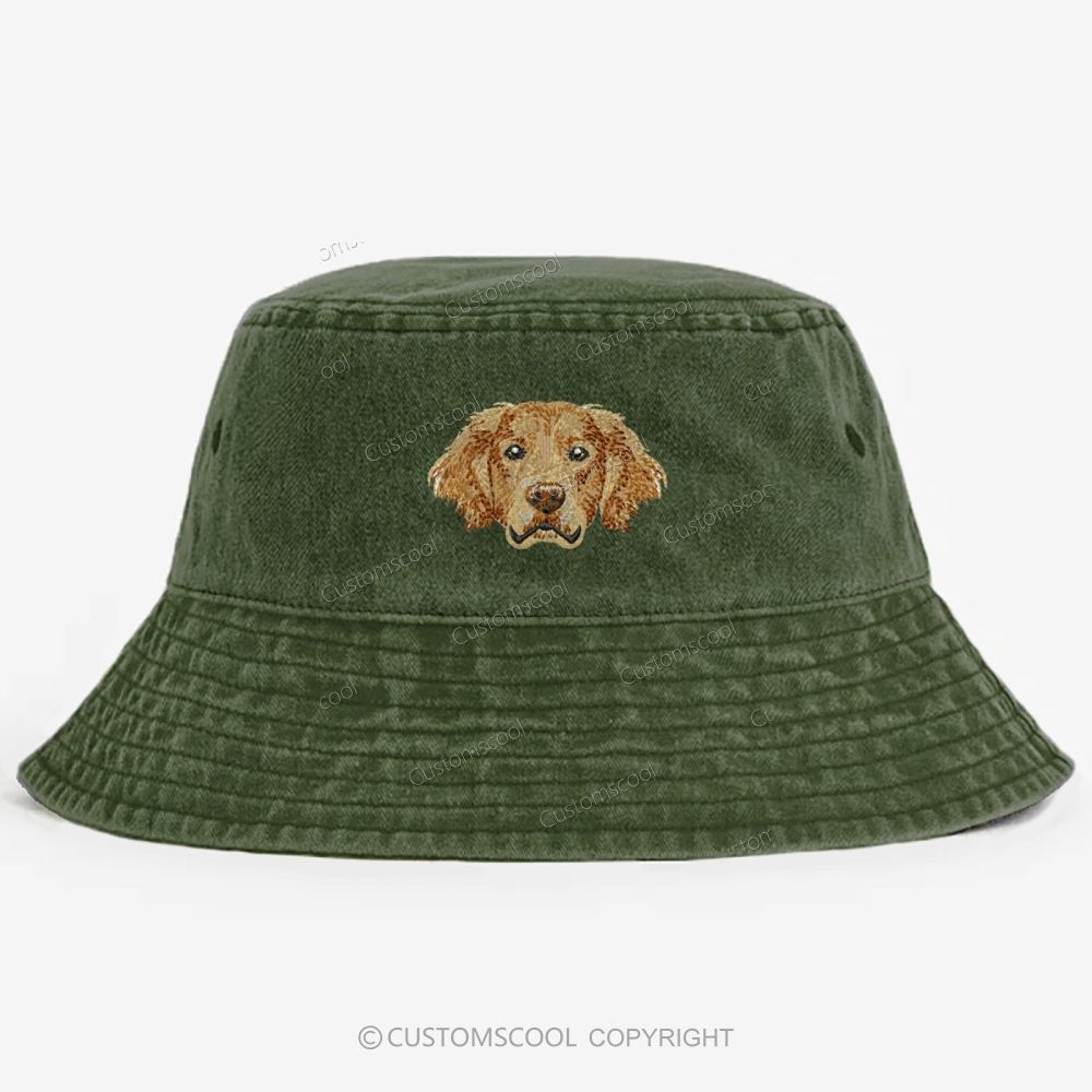 French Bulldog Golden Retriever Labrador Dachshund Dog Face Embroidered Washed Bucket Hat Customscool
