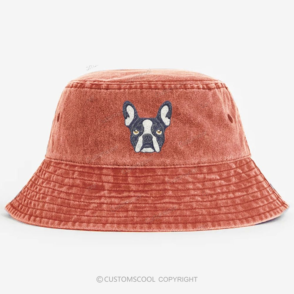 French Bulldog Golden Retriever Labrador Dachshund Dog Face Embroidered Washed Bucket Hat Customscool