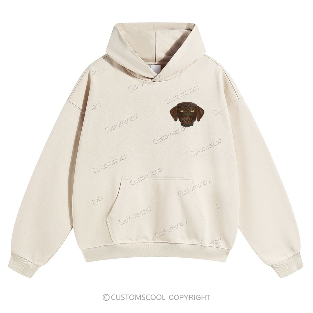 French Bulldog Golden Retriever Labrador Dachshund Dog Face Embroidered Solid Color Hoodie Customscool