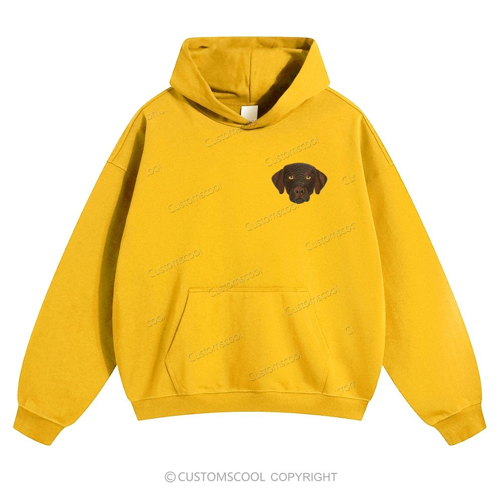 French Bulldog Golden Retriever Labrador Dachshund Dog Face Embroidered Solid Color Hoodie Customscool