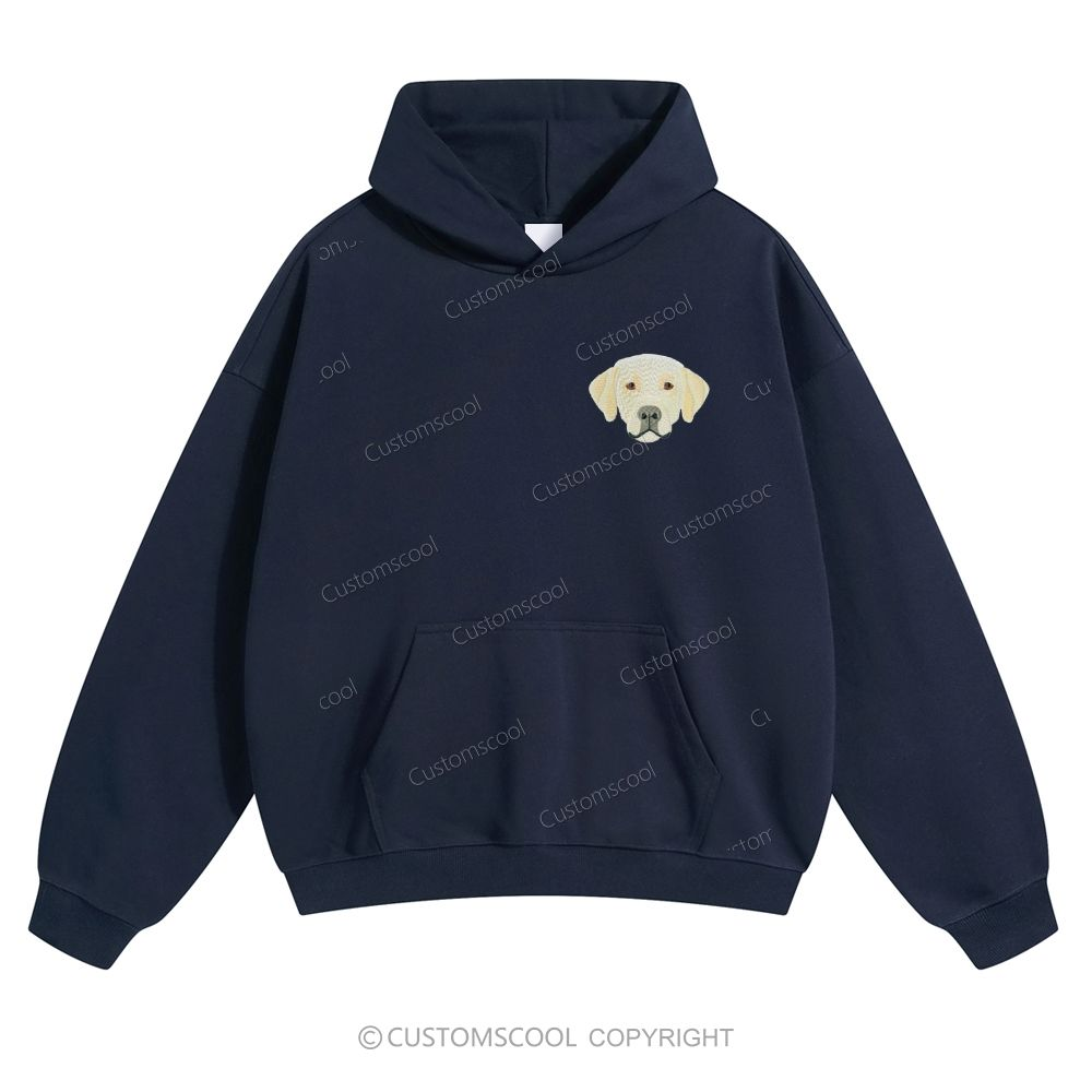 French Bulldog Golden Retriever Labrador Dachshund Dog Face Embroidered Solid Color Hoodie Customscool