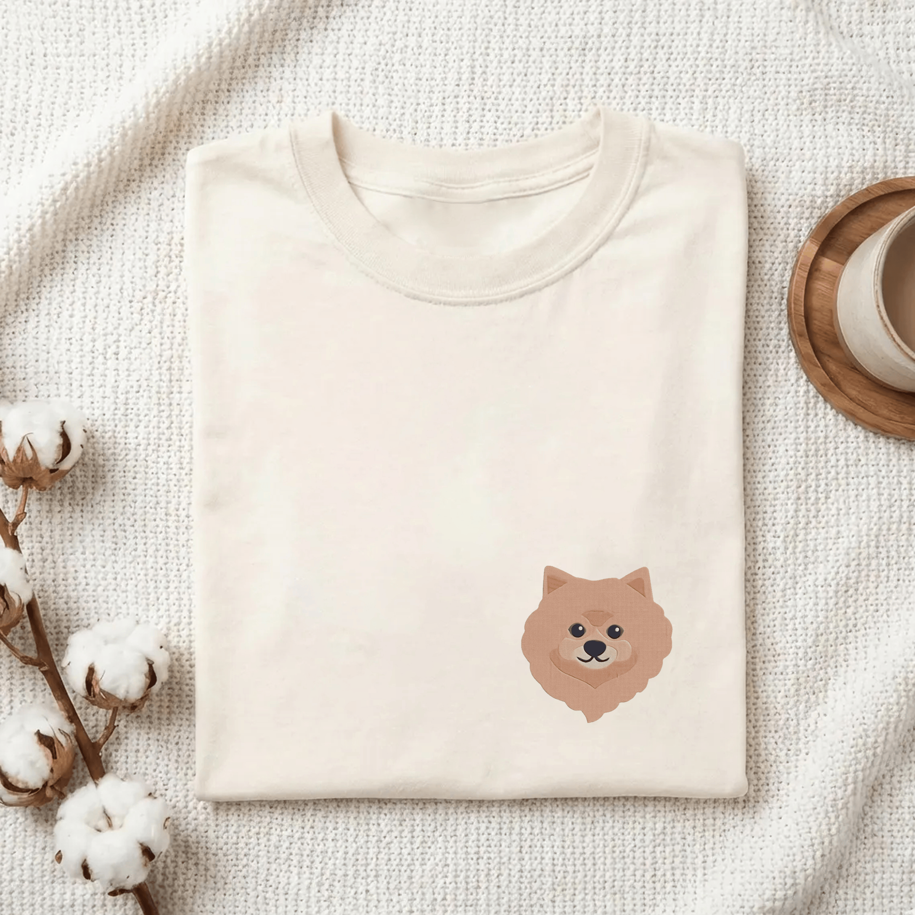 Boxer Pug Pomeranian Welsh Dog Face Embroidery Unisex Fit Washed T-Shirt