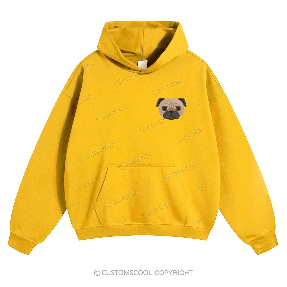 Boxer Pug Pomeranian Welsh Dog Face Embroidery Solid Color Hoodie