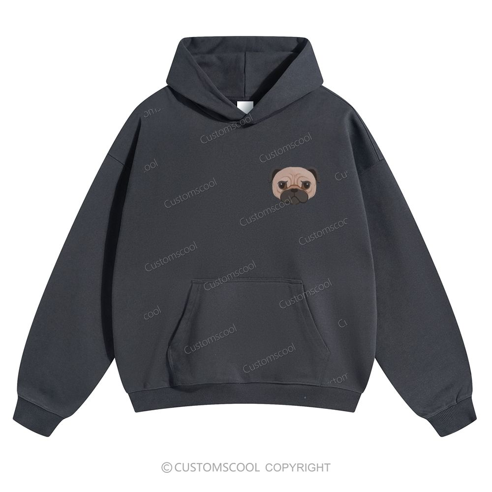 Boxer Pug Pomeranian Welsh Dog Face Embroidery Solid Color Hoodie