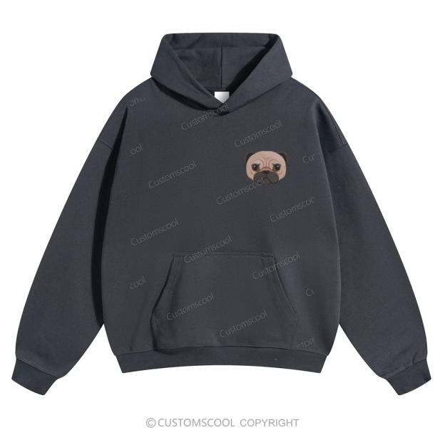 Boxer Pug Pomeranian Welsh Dog Face Embroidery Solid Color Hoodie