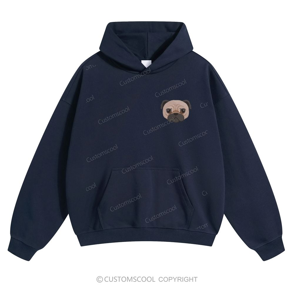 Boxer Pug Pomeranian Welsh Dog Face Embroidery Solid Color Hoodie