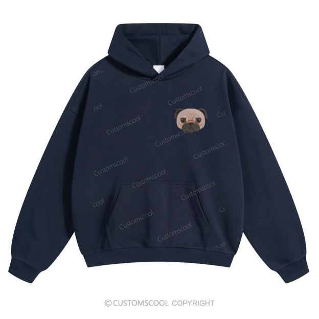Boxer Pug Pomeranian Welsh Dog Face Embroidery Solid Color Hoodie