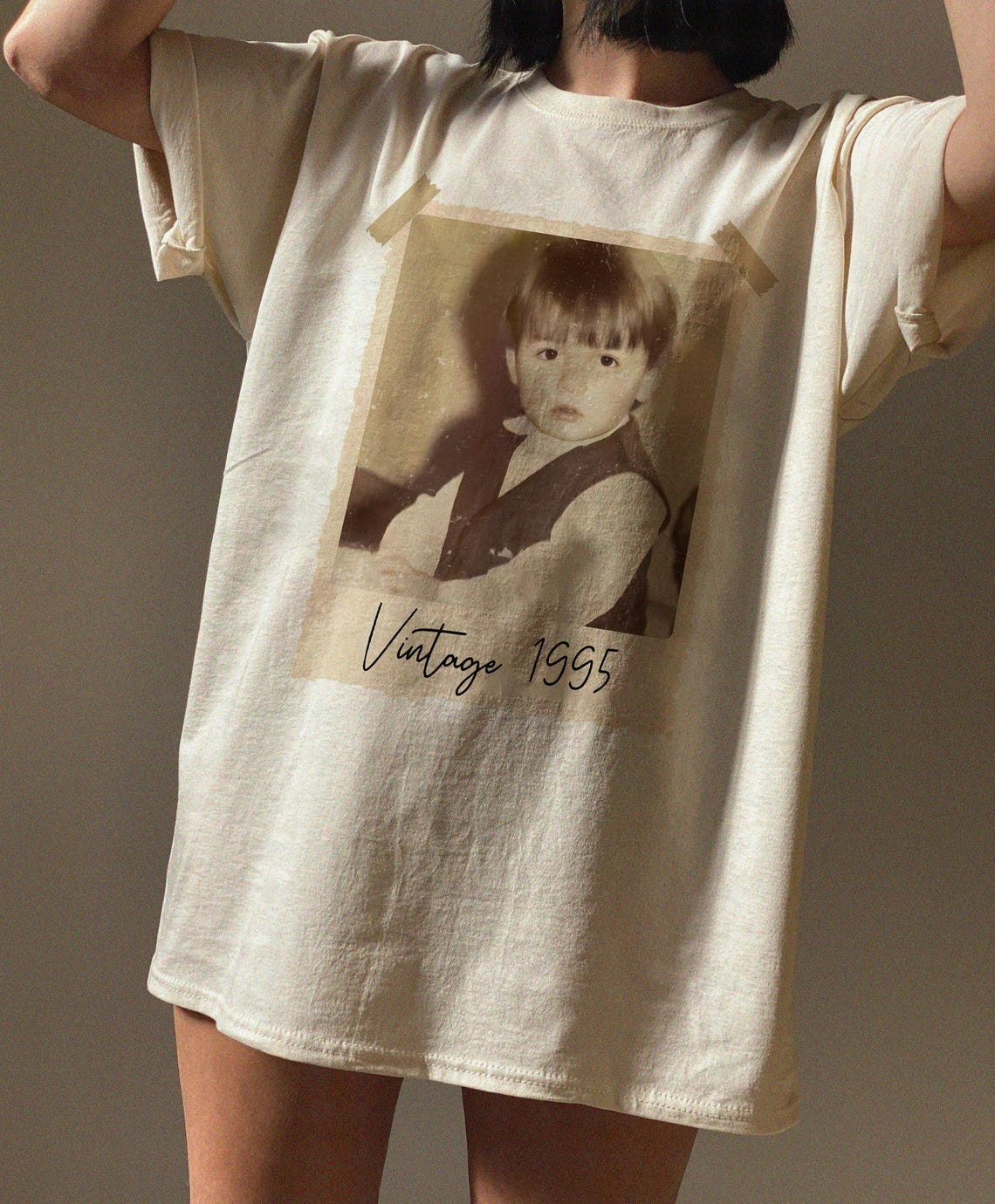 Vintage Addcustom Photo Year Unisex Fit Washed T-Shirt Customscool