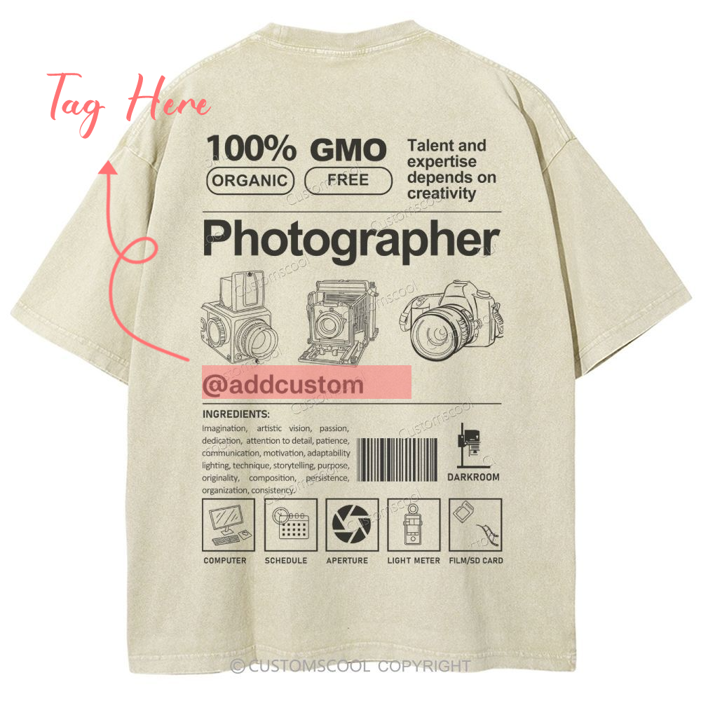 Photographer Addcustom Unisex Fit Washed T-Shirt Customscool