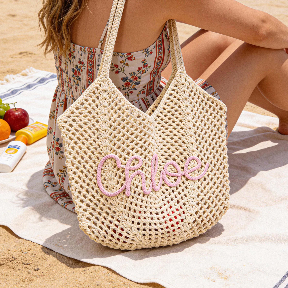 Custom Crochet beach bags, Bridesmaid gift bags, Travel Beach Bag, Wedding favor gift, Bachelorette Trip Gift for Her