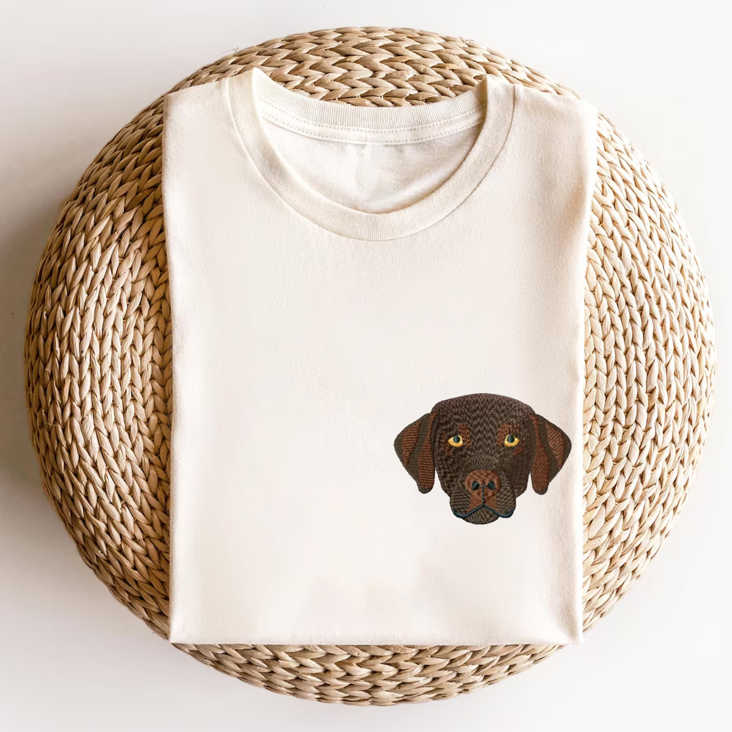 French Bulldog Golden Retriever Labrador Dachshund Dog Face Embroidered Unisex Fit Washed T-Shirt Customscool