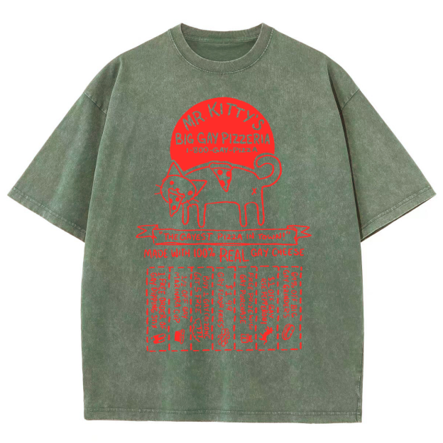 Big Gay Pizzaria Unisex Fit Washed Oversized T-Shirt
