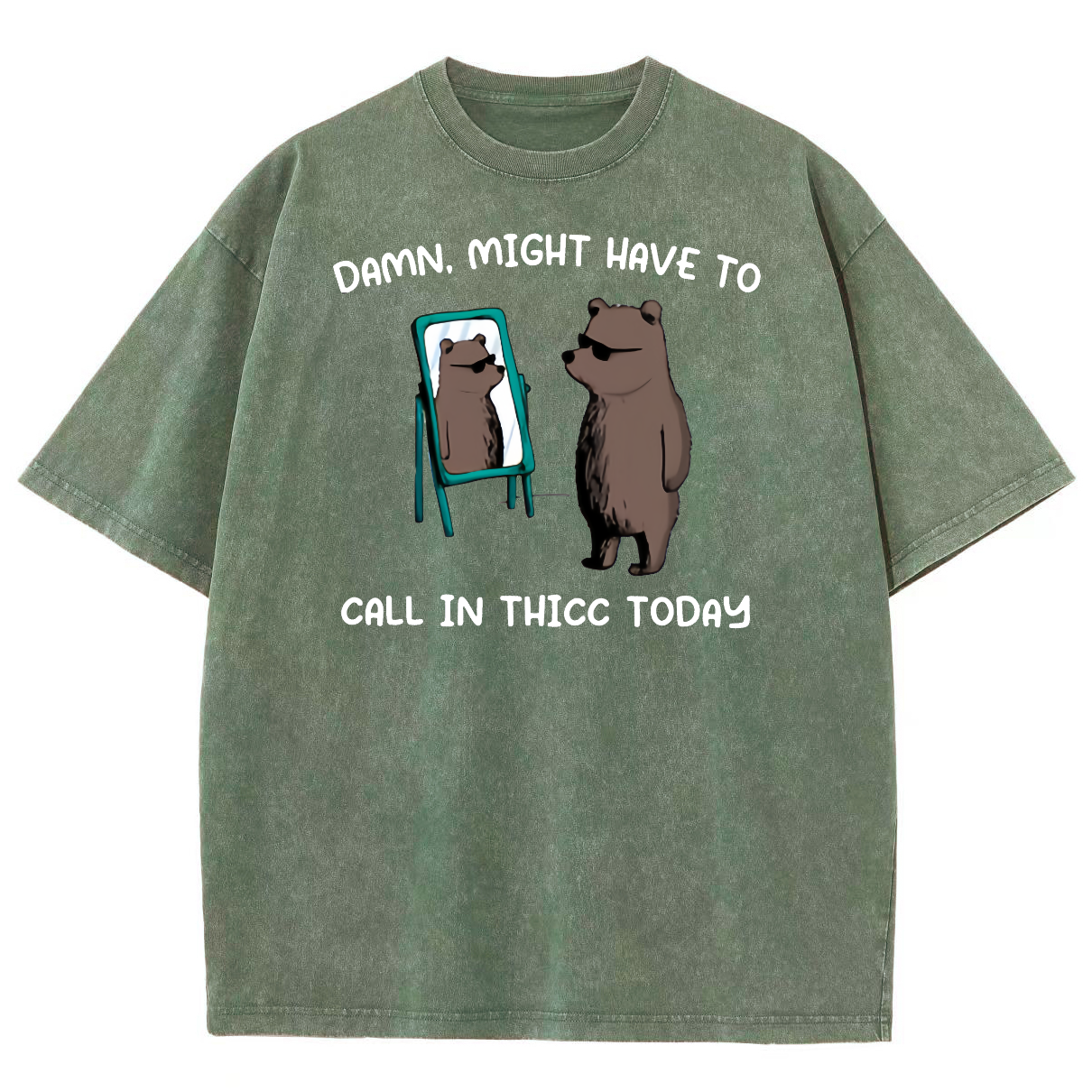 Might Have To Call In Thicc Today Unisex Fit Washed Oversized T-Shirt