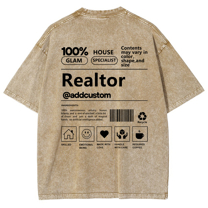 Realtor Vintage Snowflake Washed T-Shirt Customscool