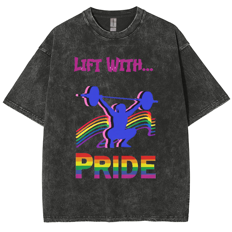 Lift with...Unisex Fit Washed Oversized T-Shirt