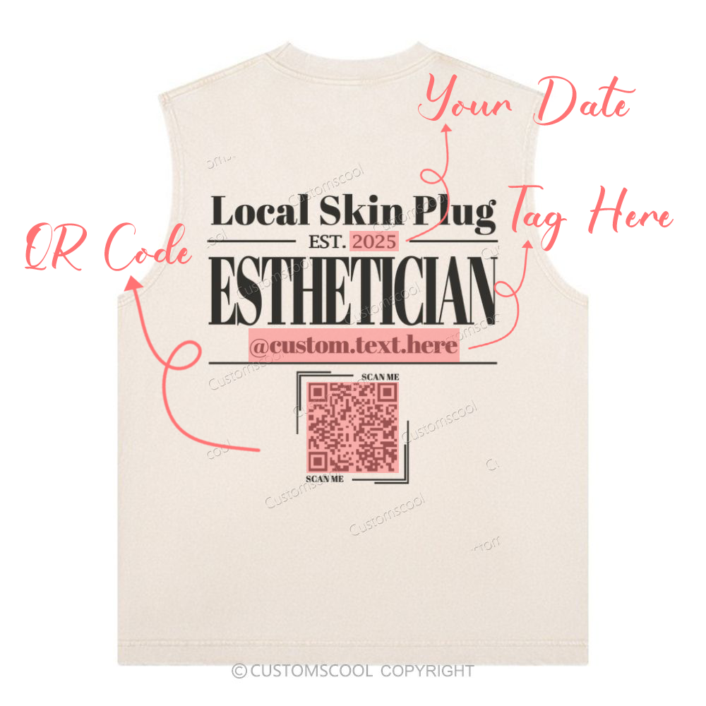 Esthetician Addcustom QR Code Name Unisex Washed Tank Top