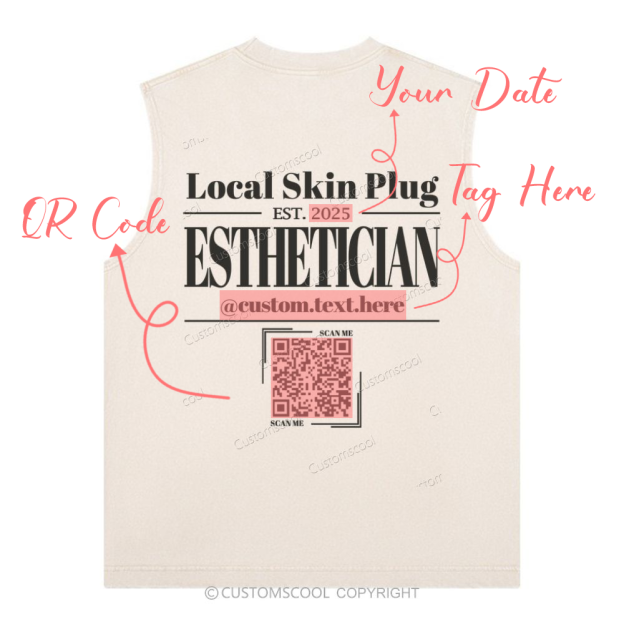 Esthetician Addcustom QR Code Name Unisex Washed Tank Top