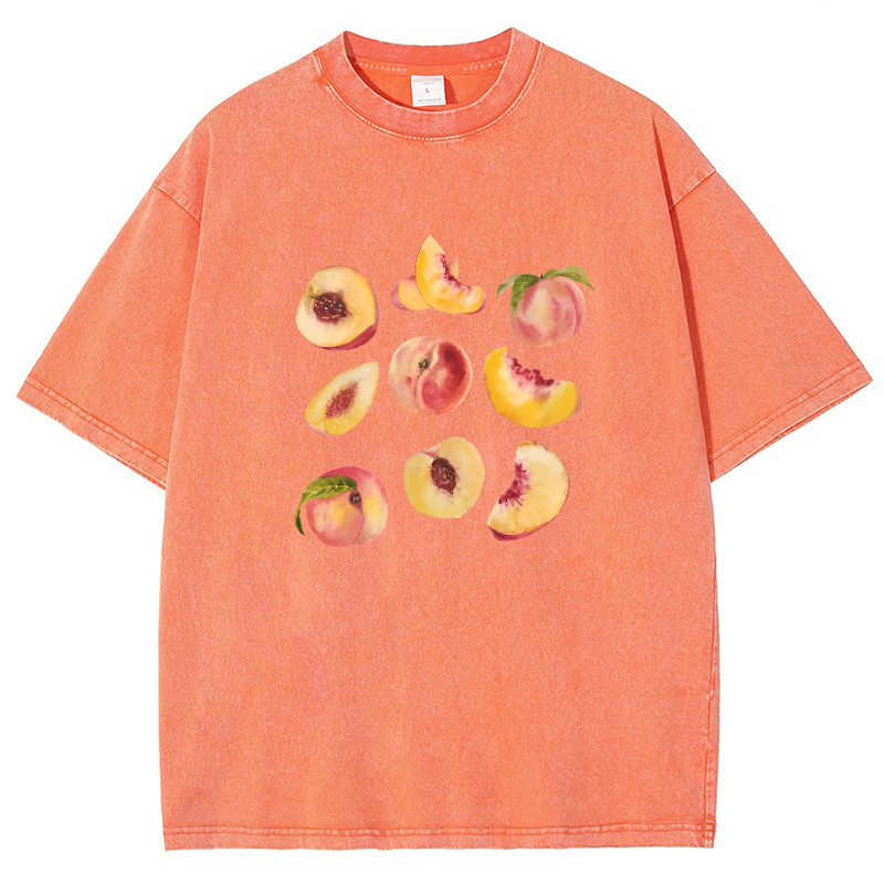Peach Vintage Snowflake Washed T-Shirt