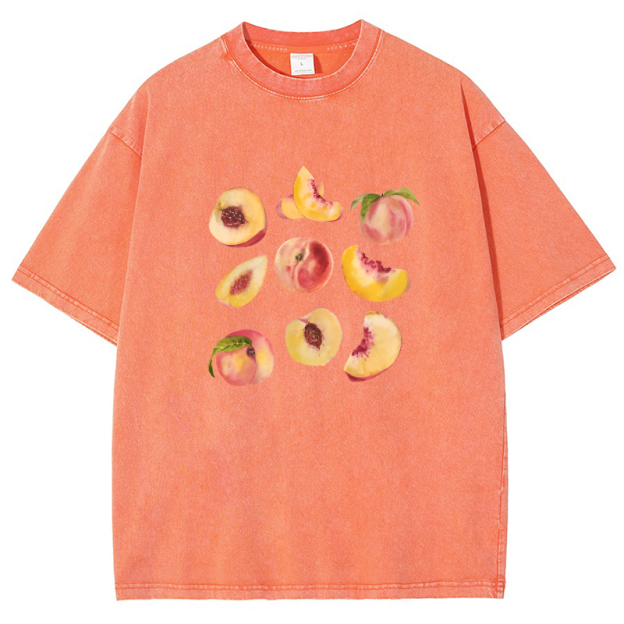 Peach Vintage Snowflake Washed T-Shirt