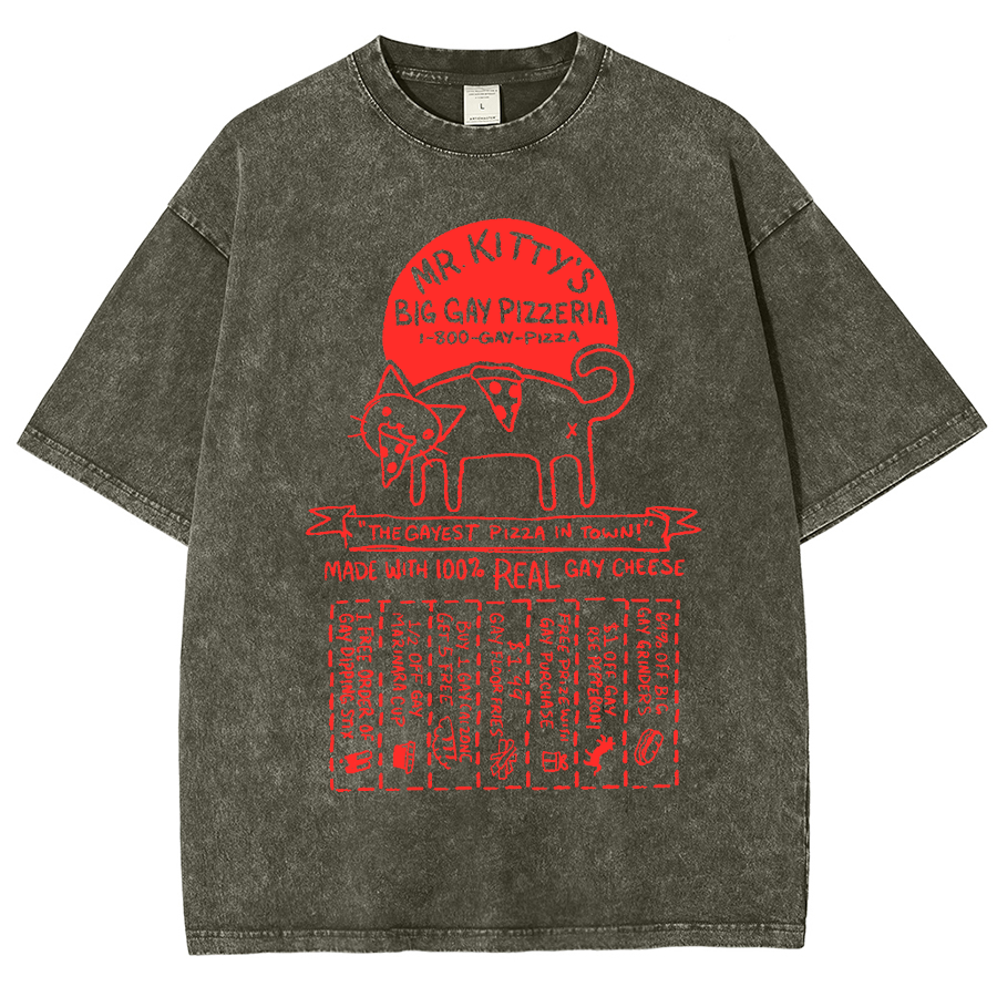 Big Gay Pizzaria Unisex Fit Washed Oversized T-Shirt