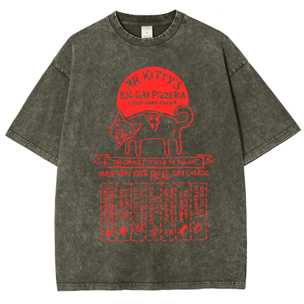 Big Gay Pizzaria Unisex Fit Washed Oversized T-Shirt