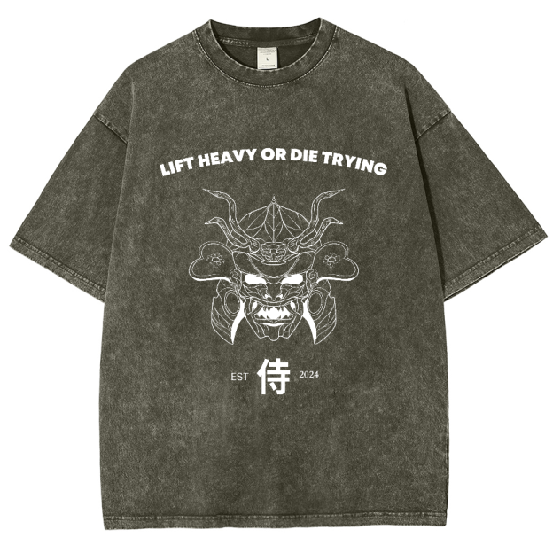 Lift Heavy Or Die Trying Unisex Fit Washed Oversized T-Shirt