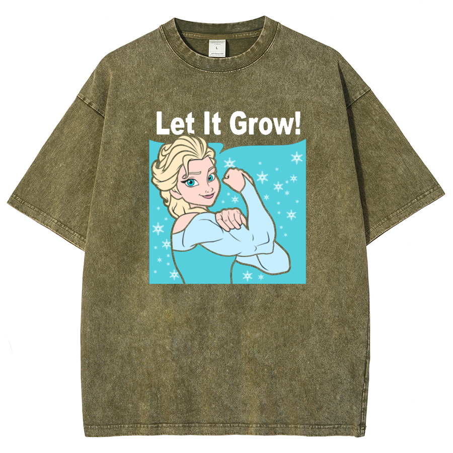Funny Gym Elsa Let It Grow Unisex Washed T-Shirt