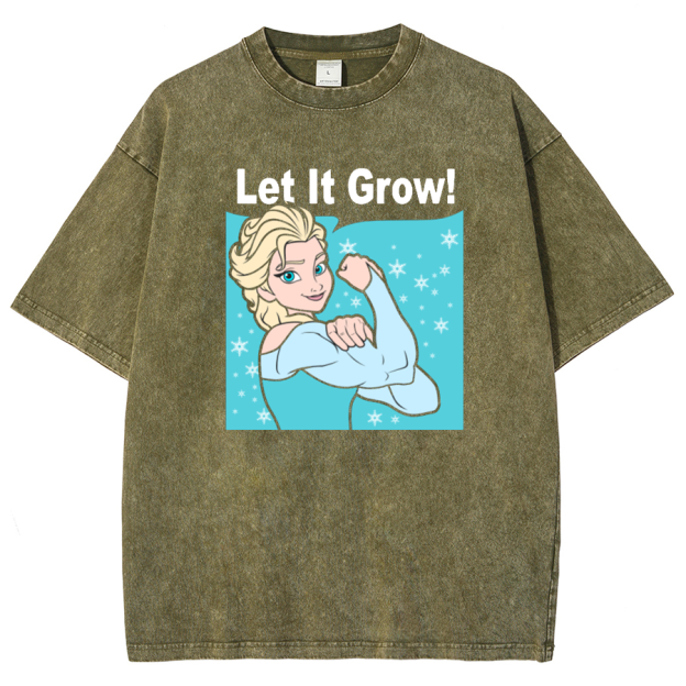 Funny Gym Elsa Let It Grow Unisex Washed T-Shirt